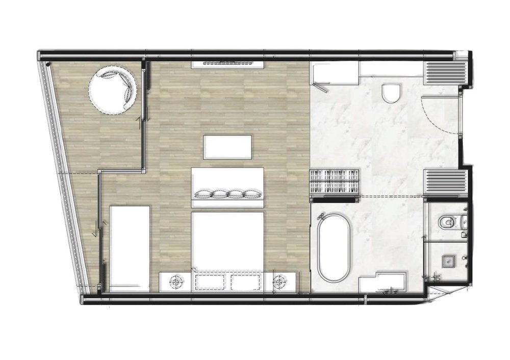 Type B - 1-Bedroom Pool Access Floor Plan